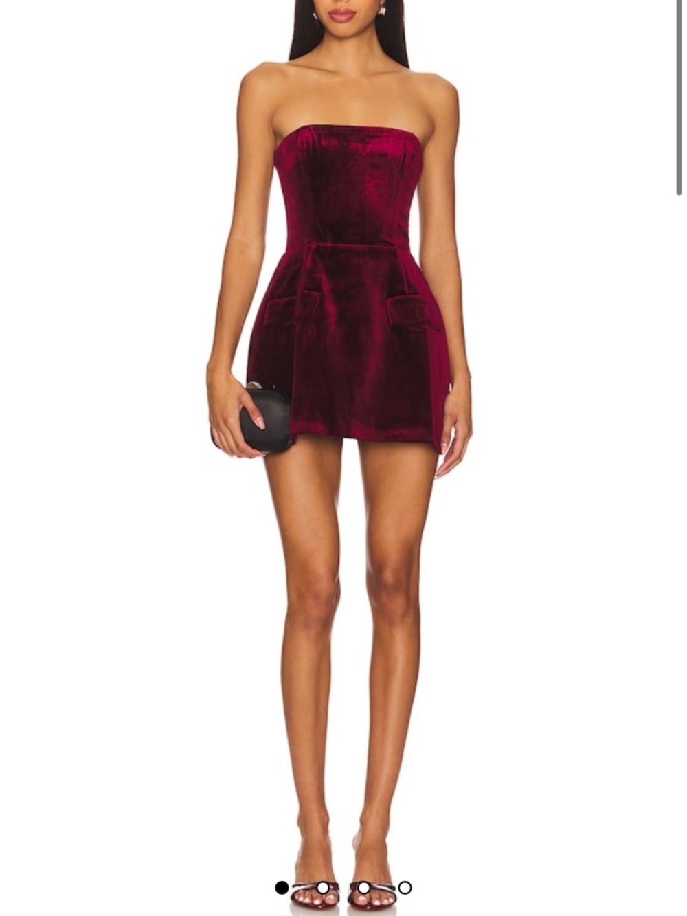 Amanda Uprichard Strapless Velvet Mini Dress in Burgundy